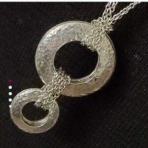 Lia Sophia Silver Geometric Necklace with Textured Circles